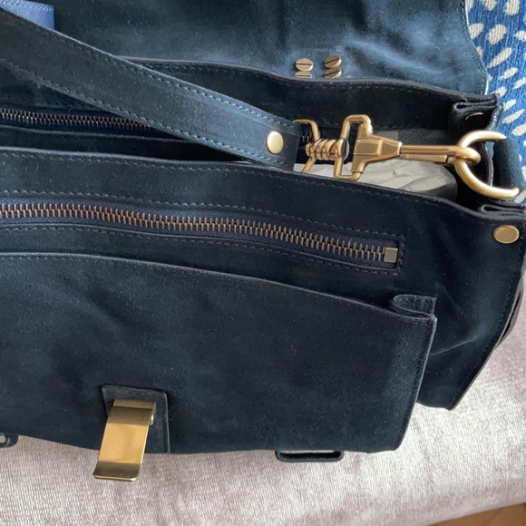 Proenza Schouler PS1 Medium Navy Suede Gold HW - Picture 9 of 16